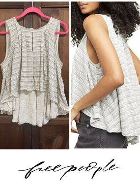 Free People Turn It Up Tank Asymmetrical Hi Low Tank Top Size Small Oversized